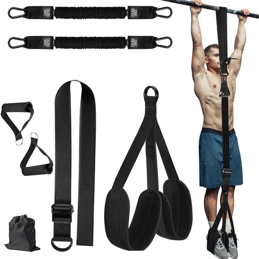 Black (150lb)Heavy Duty Pull-Up Assist Strap System With Foam Handles - Adjustable Resistance Trainer for Pull-Ups and Home Gym Workouts