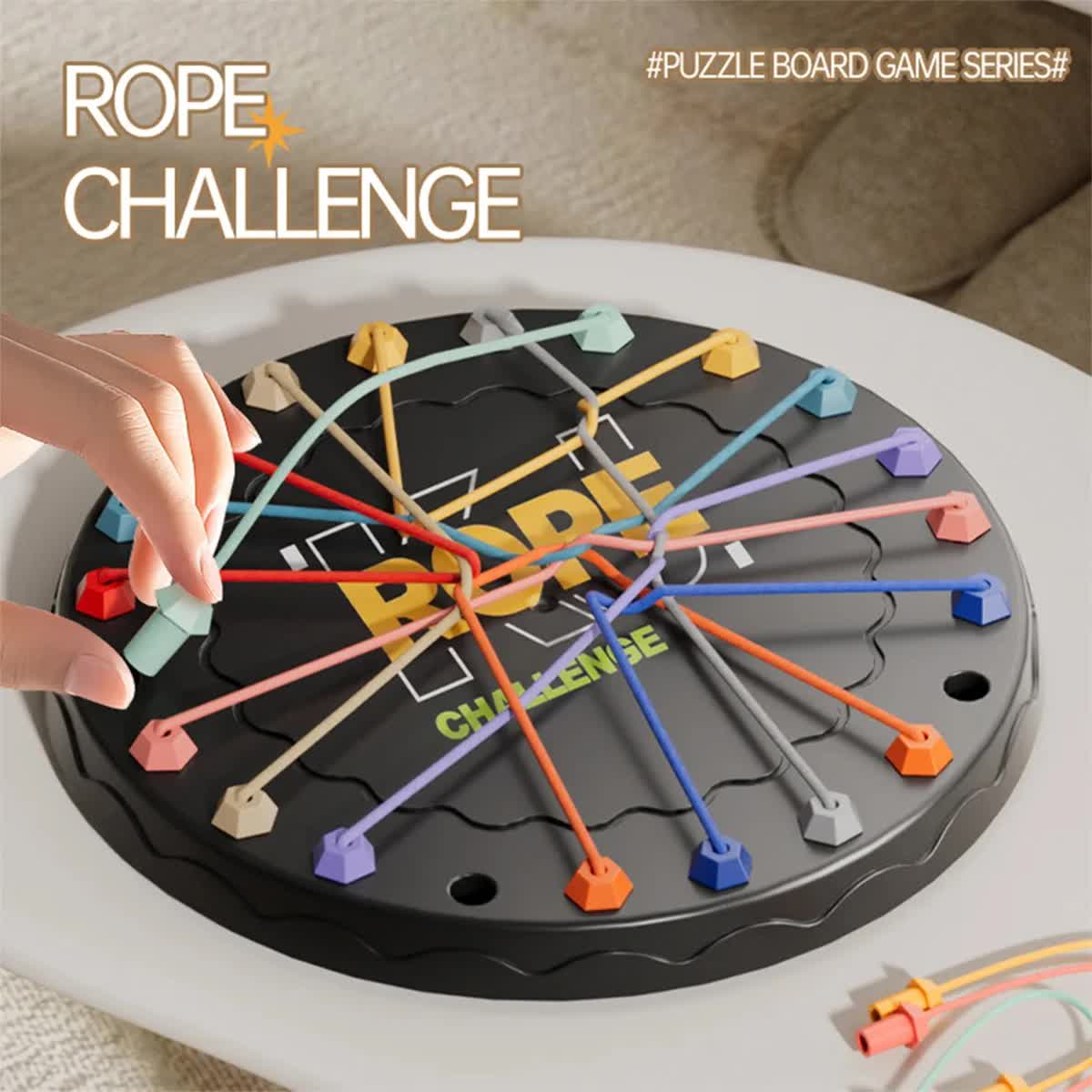 Rope Tangle Challenge Game (23x23CM) - Logic & Focus Educational Toy, Critical Thinking Puzzle for Kids & Family Interactive Fun