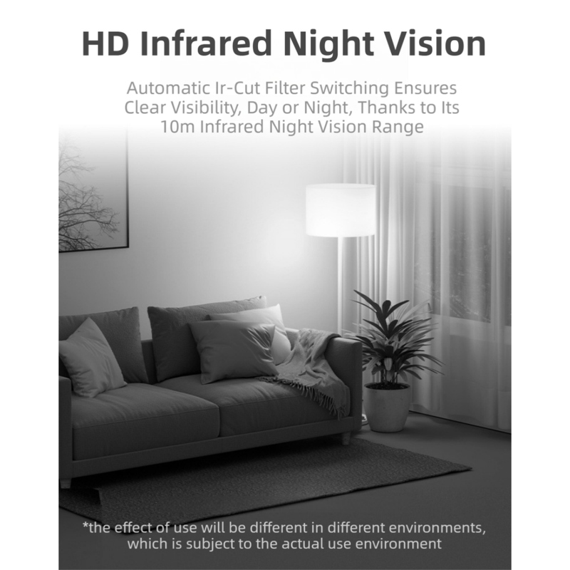 Wireless WiFi Security Camera(5.4x5.4x9CM) - 1080P HD Infrared Night Vision Indoor/Outdoor Surveillance, Phone Remote View,  and Two-Way Audio & AI Human Detection Alarm