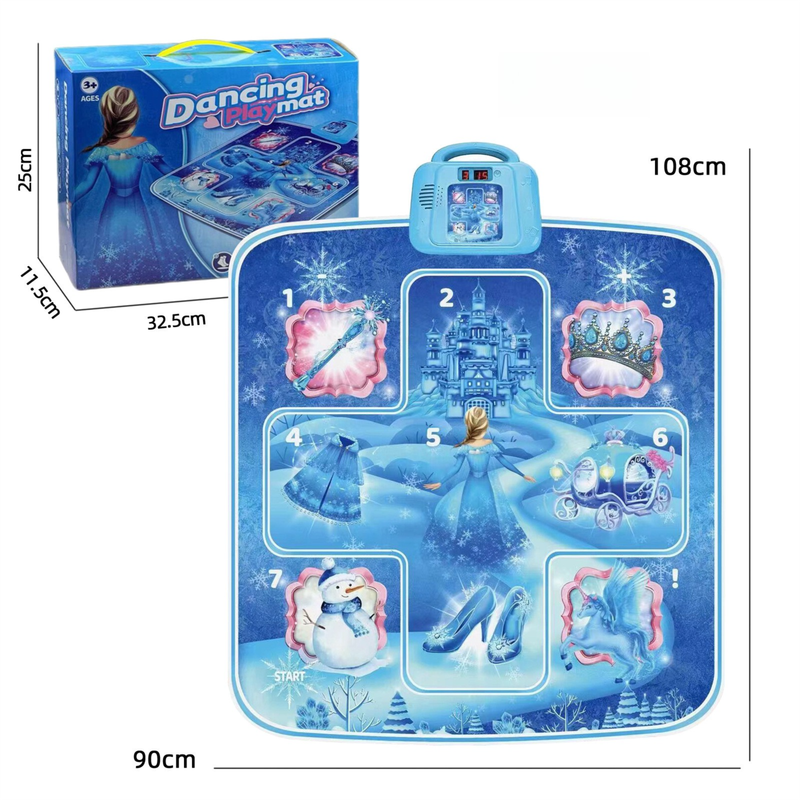 Blue Wireless Kids Electronic Princess Dance Mat | 7 Modes | Music Playmat | 90×108cm
