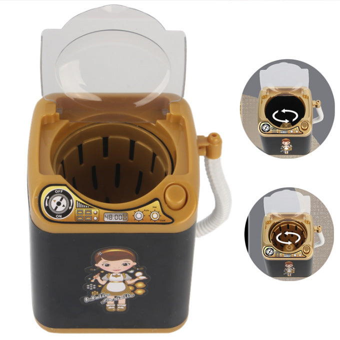 Kids Mini Electric Toy Washing Machine – Pretend Play Appliance with Spin Dryer Basket (Black)