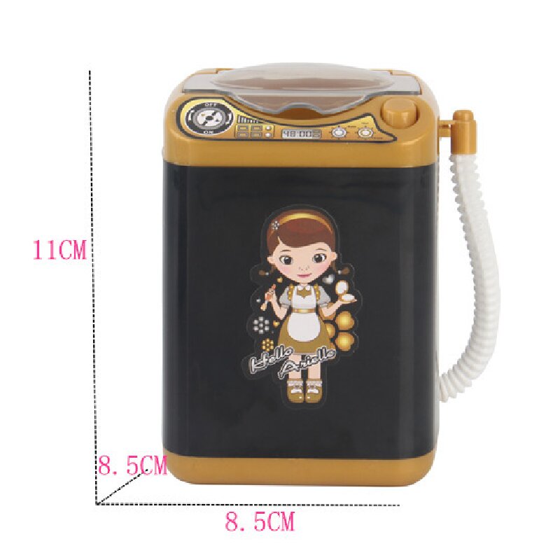 Kids Mini Electric Toy Washing Machine – Pretend Play Appliance with Spin Dryer Basket (Black)