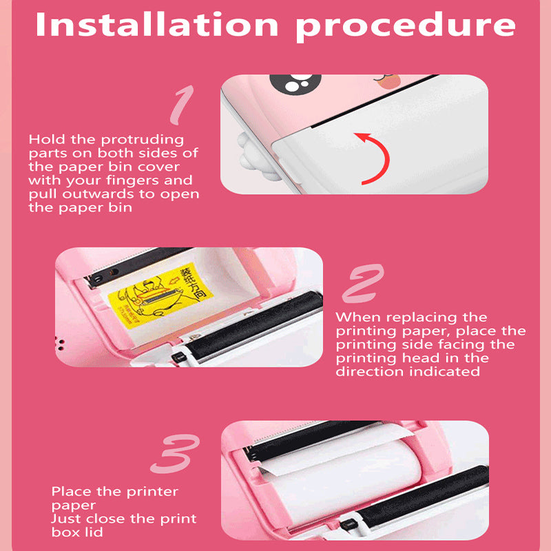 Pink Rabbit Kids Instant Print Camera | Zero Ink Digital Video Recorder | 32GB Card + 3 Paper Rolls