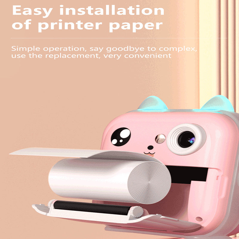 Pink Rabbit Kids Instant Print Camera | Zero Ink Digital Video Recorder | 32GB Card + 3 Paper Rolls