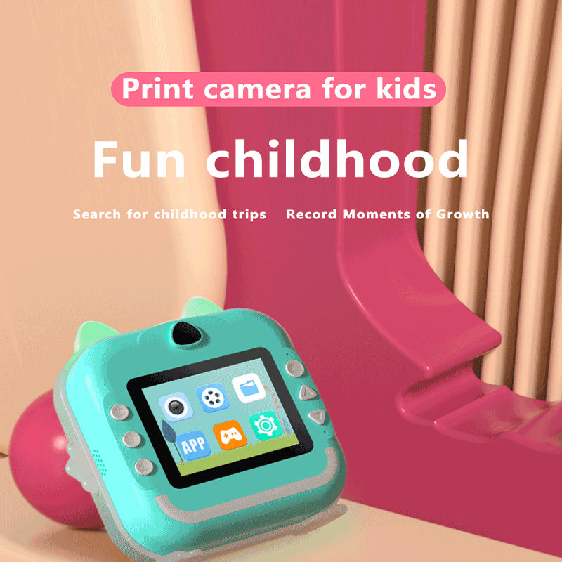 Pink Rabbit Kids Instant Print Camera | Zero Ink Digital Video Recorder | 32GB Card + 3 Paper Rolls