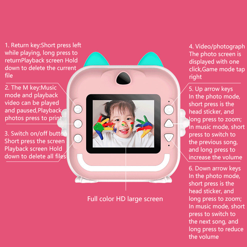 Blue Rabbit Kids Instant Print Camera | Zero Ink Digital Video Recorder | 32GB Card + 3 Paper Rolls