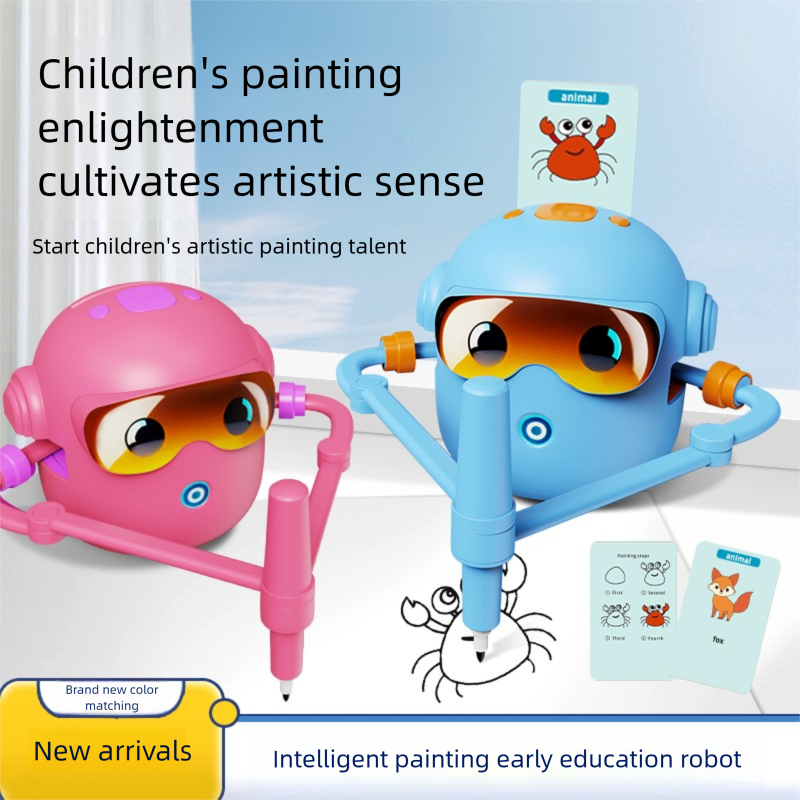 Blue Interactive Drawing Robot | Educational Art Toy for Kids | Smart Voice Guide &amp; Step-by-Step Tutor