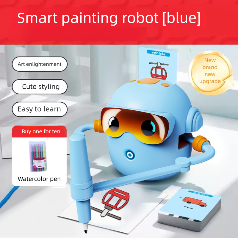 Blue Interactive Drawing Robot | Educational Art Toy for Kids | Smart Voice Guide &amp; Step-by-Step Tutor