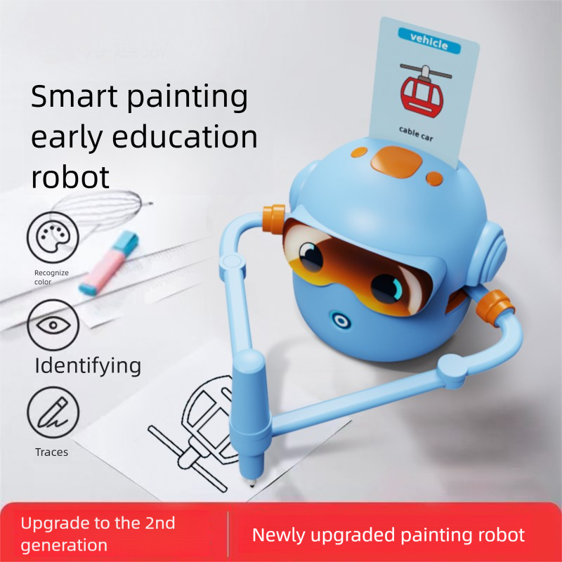 Blue Interactive Drawing Robot | Educational Art Toy for Kids | Smart Voice Guide &amp; Step-by-Step Tutor