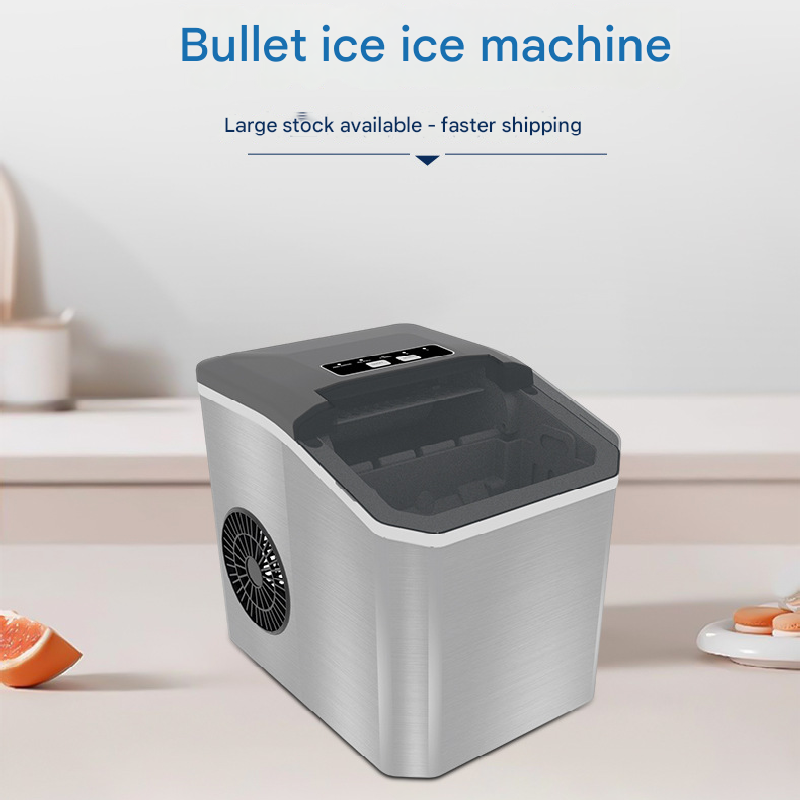 Stainless Steel Countertop Ice Maker – 12kg/24h Portable Bullet Ice Machine with Self‑Cleaning and 1.3L Water Tank