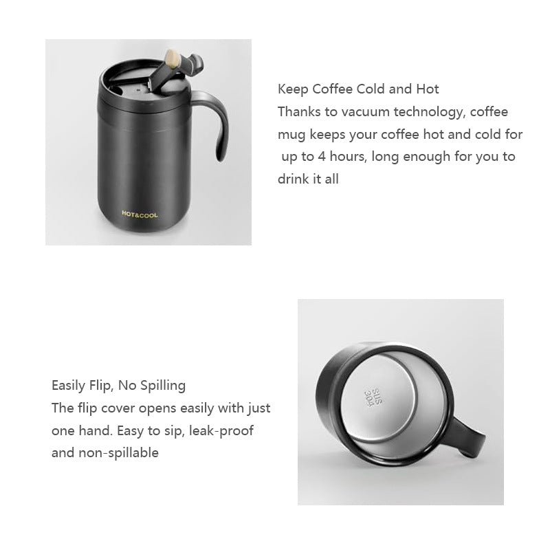 Black Portable Pour Over Coffee Maker Set – Insulated Stainless Steel Travel Mug with Reusable Filter &amp; Spoon (3‑Piece Kit)