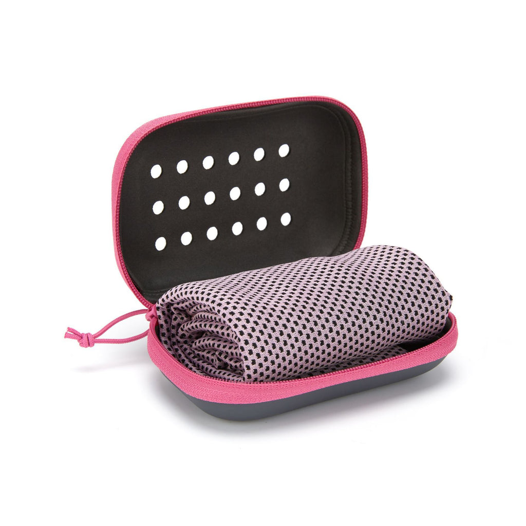 2-PCS pink Instant Cooling Towel with EVA Case 30x90cm Breathable Ice Silk Sports Towel Quick Dry for Gym Yoga and Outdoor Workouts