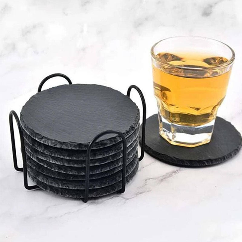 5-PCS Universal Black Metal Coaster Holder Iron Storage Stand for Round Square and Octagon Coasters Table Organiser