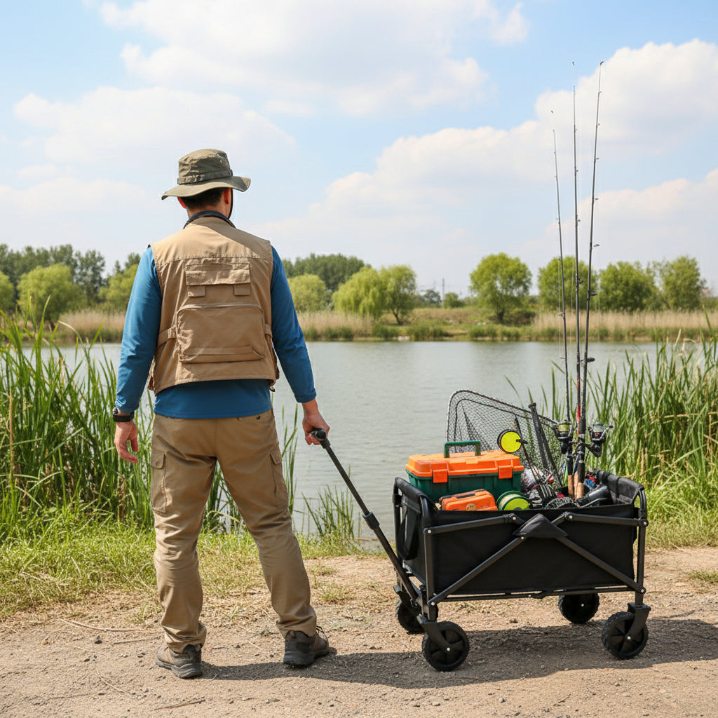 Mini Foldable Outdoor Camping &amp; Utility Wagon | 5-Inch Wheels | Carbon Steel Frame | Portable Cart