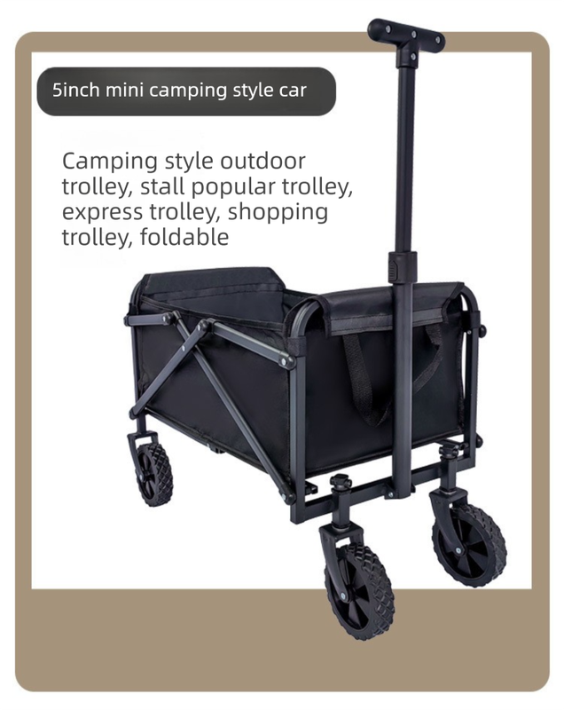 Mini Foldable Outdoor Camping &amp; Utility Wagon | 5-Inch Wheels | Carbon Steel Frame | Portable Cart