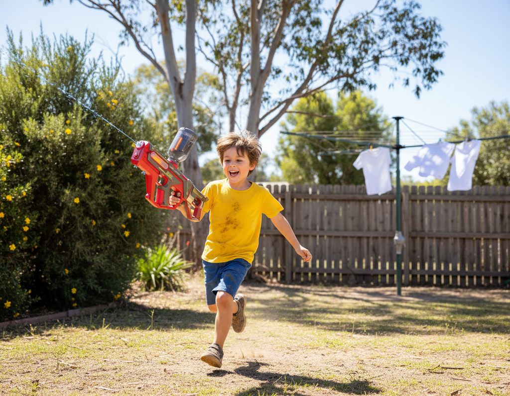 2‑in‑1 Electric Water Gun Set – Automatic Blaster with Detachable Mini Pistol (Red/Grey)