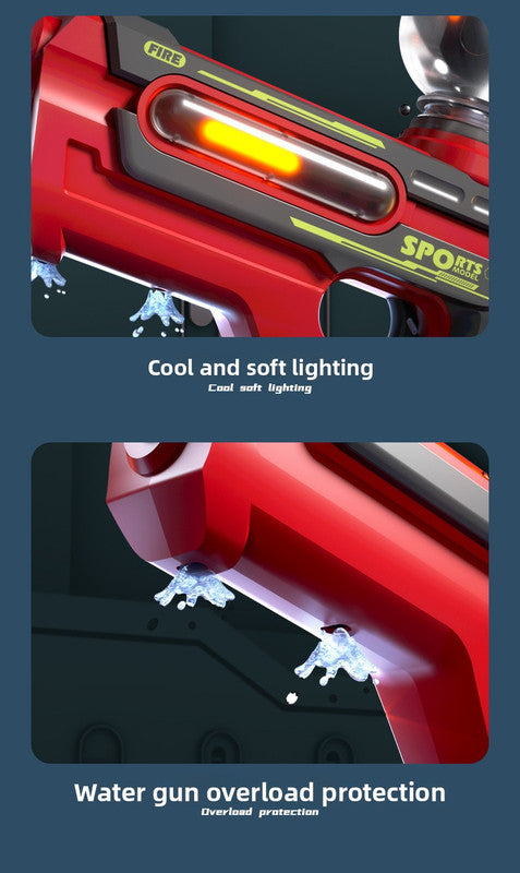 2‑in‑1 Electric Water Gun Set – Automatic Blaster with Detachable Mini Pistol (Red/Grey)