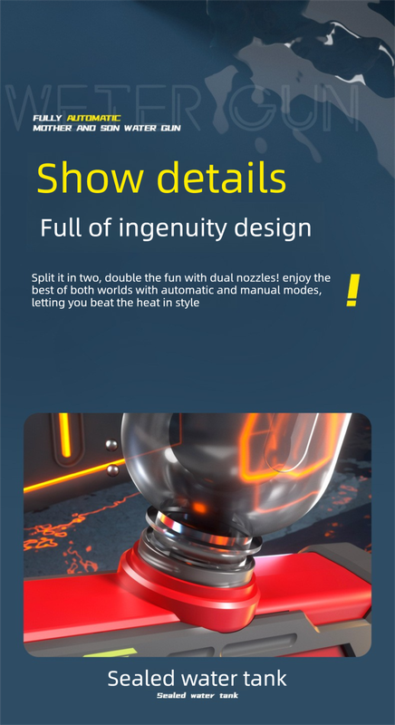 2‑in‑1 Electric Water Gun – Automatic Blaster with Detachable Mini Pistol (Orange/White)