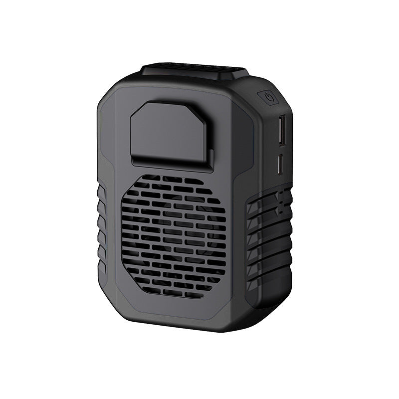 Black electronic device with ports on a white background