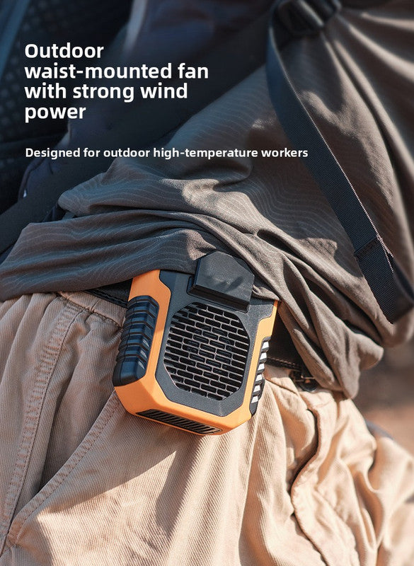 Portable Waist Clip Fan – 6000mAh Rechargeable Cooling with Power Bank Function for Outdoor Work and Camping