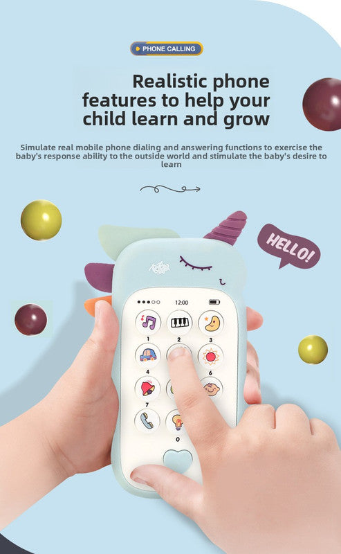 Unicorn Baby Toy Phone Music & Light Learning Mobile Teether for Toddlers Interactive English Educational Gift Pink