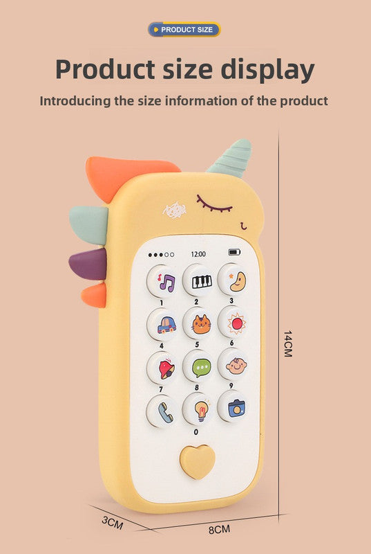 Unicorn Baby Toy Phone Music & Light Learning Mobile Teether for Toddlers Interactive English Educational Gift Pink