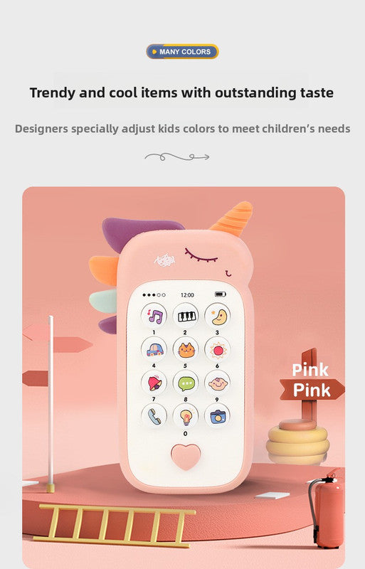 Unicorn Baby Toy Phone Music & Light Learning Mobile Teether for Toddlers Interactive English Educational Gift Blue