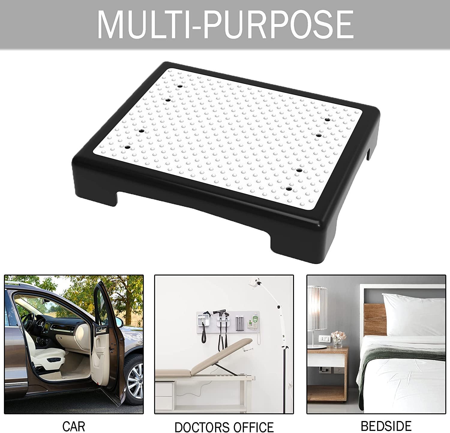 Portable Outdoor Half Step Stool Non-Slip Mobility Aid Compact Platform 43x33cm for Bath Home & Car Use White Base with Blue Top Mat