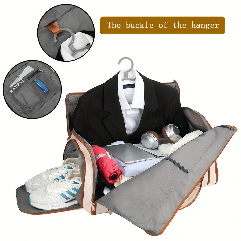 Convertible Travel Garment Bag Large Duffel Suit Carrier with Shoe Compartment & Hidden Backpack Straps Waterproof  Blue