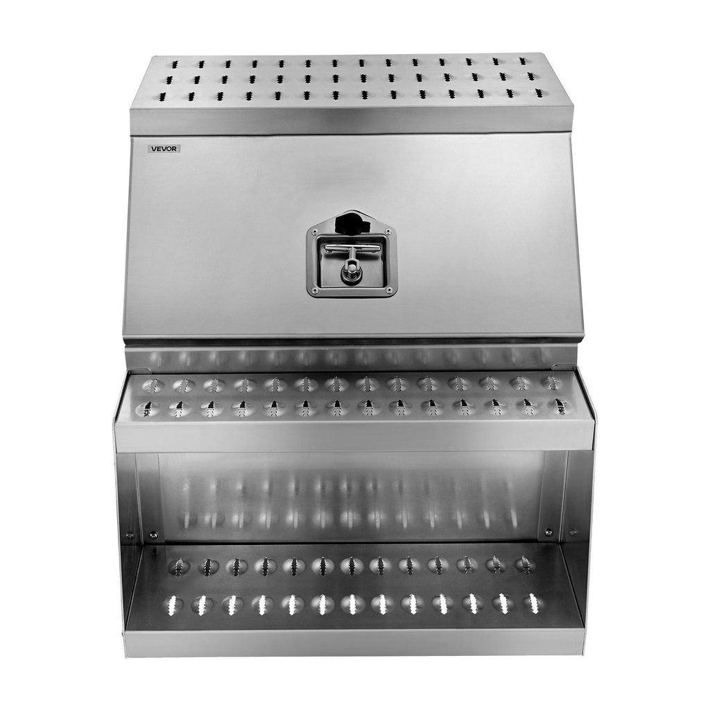 Semi-Truck Step Tool Box, 610 x 695 x 645 mm Heavy Duty Aluminum Toolbox Side Mount, Waterproof Side Storage Saddle Step Box with T-Handle Lock & Keys for Semi Trucks, Flatbed Trailers
