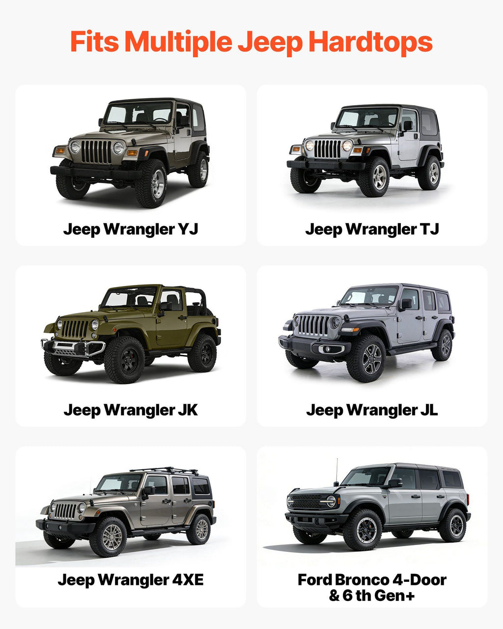 Hard Top Remover Lift, 99.79 kg, Foldable Jeep Hardtop Removal and Storage System, Easy One-Person Operation, Adjustable Height, for Jeep Wrangler YJ, TJ, JK, JL, 4XE, Ford Bronco 4 Door &6 Gen+