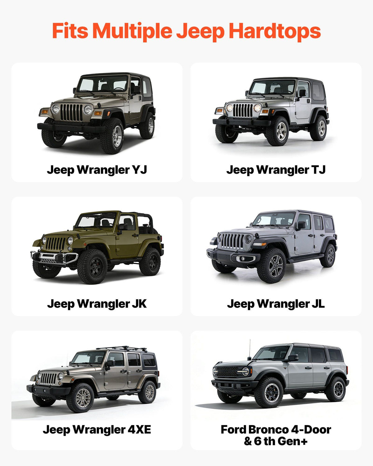 Hard Top Remover Lift, 99.79 kg, Foldable Jeep Hardtop Removal and Storage System, Easy One-Person Operation, Adjustable Height, for Jeep Wrangler YJ, TJ, JK, JL, 4XE, Ford Bronco 4 Door &6 Gen+