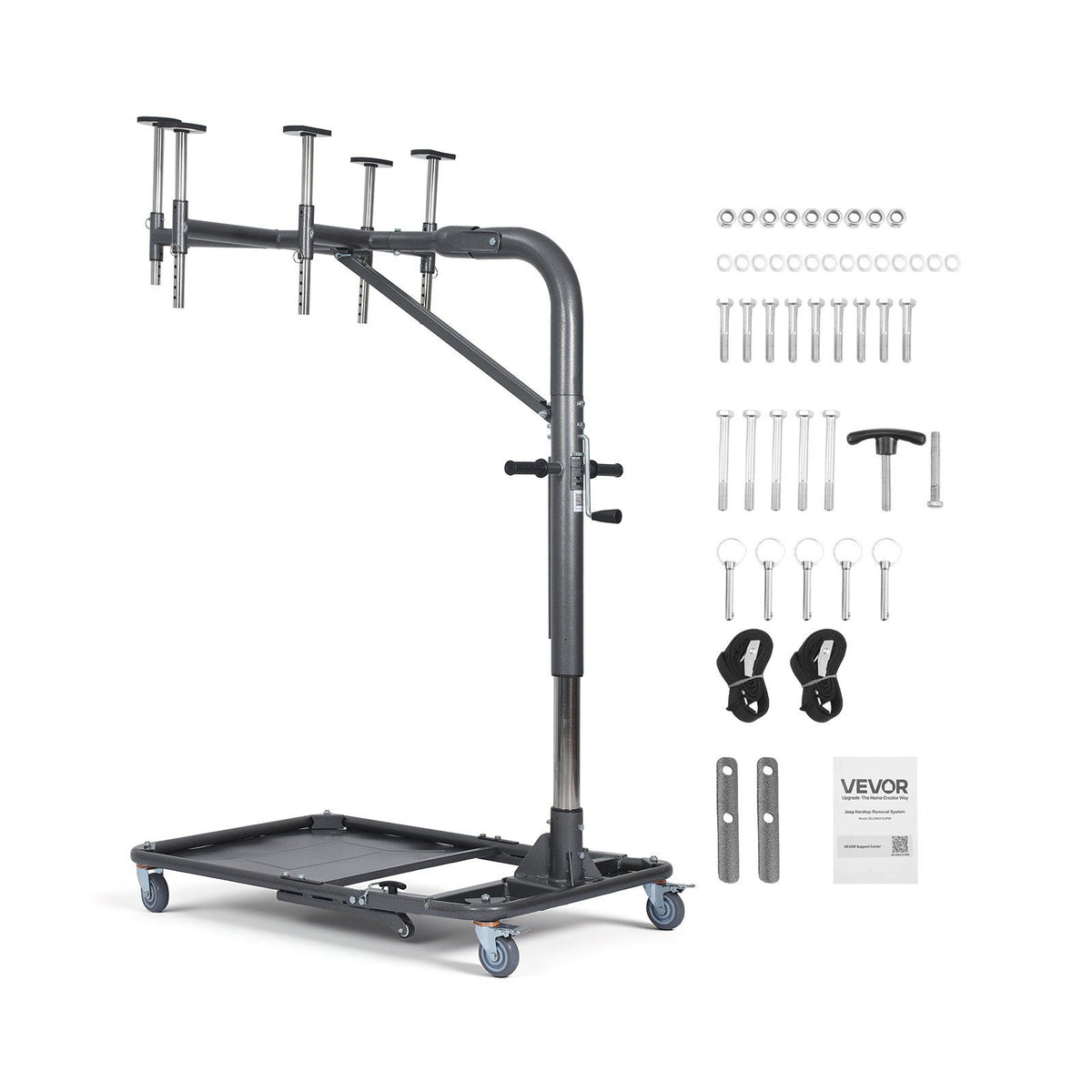 Hard Top Remover Lift, 99.79 kg, Foldable Jeep Hardtop Removal and Storage System, Easy One-Person Operation, Adjustable Height, for Jeep Wrangler YJ, TJ, JK, JL, 4XE, Ford Bronco 4 Door &6 Gen+