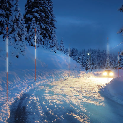 VEVOR Driveway Markers, 100PCS 121.5cm, 0.78cm Diameter, Orange Fiberglass Poles Snow Stakes with Reflective Tape, 30cm Steel Drill Bit & Protection Gloves for Parking Lots, Walkways Easy Visibility