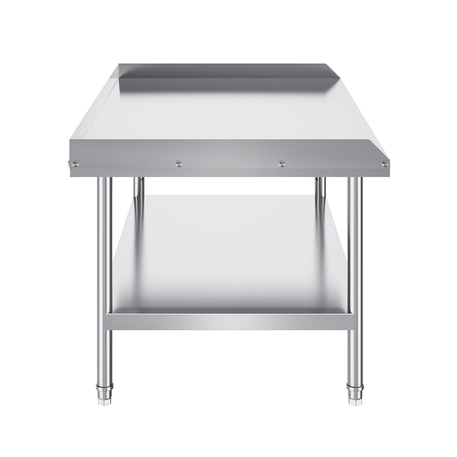 Stainless Steel Work Table, 762 x 1219 x 660 mm Commercial Food Prep Worktable, 3-Sided Backsplash Heavy Duty Prep Worktable, Metal Work Table with Adjustable Height for Restaurant Home Hotel