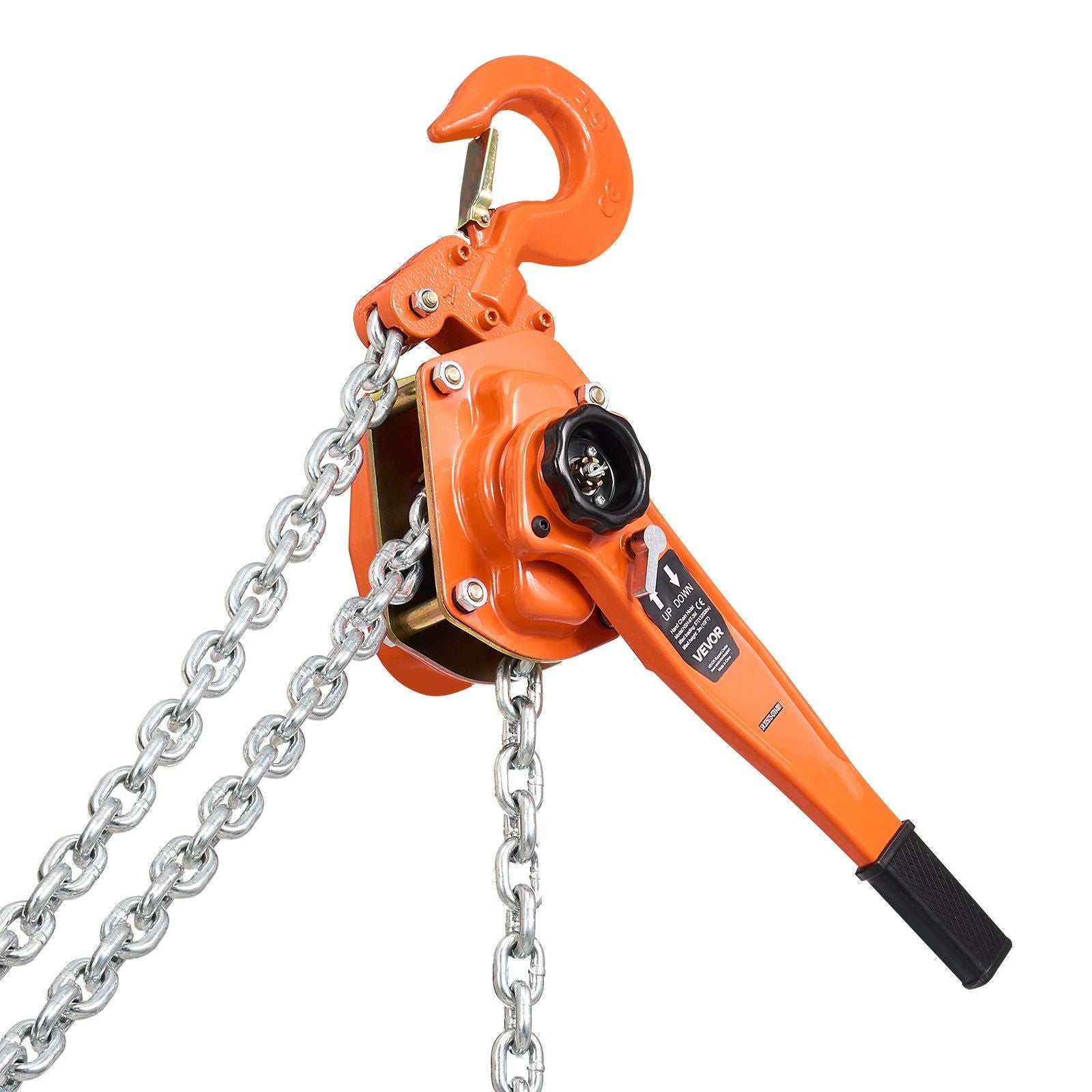 Manual Lever Chain Hoist, 6T 6000KG Capacity Heavy Duty Come Along, 3M Lift G80 Alloy Steel Chain With Dual Pawl Mechanical Brake, 360° Rotating Hooks, for Warehouse Construction Garage