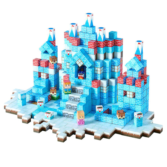 VEVOR Magnetic Blocks, 150 PCS Glacier Castle Set, Magnetic Building Cubes for Kids, STEM Montessori Sensory Toys for Christmas Birthday Gift, Construction Stacking Toy for 3+ Years Old Boys & Girls