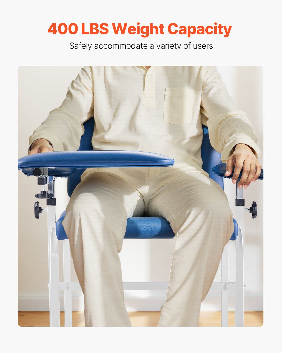 Phlebotomy Chair, Blood Draw Chair with Adjustable Armrests and Flip Arm, 181KG/400LBS Loading Blood Drawing Medical Chair with Soft Seat, Easy-to-Clean PVC Leather for Hospitals, Labs, Clinics