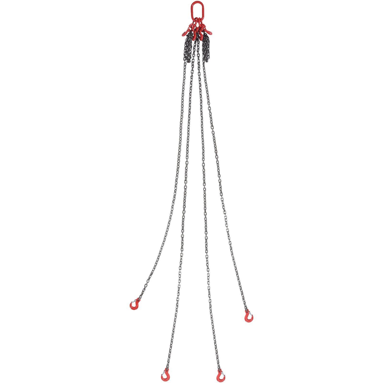 Chain Sling, 8 mm x 300 cm Lifting Chains with Hooks, G80 Engine Chain Hoist Lifts, 5 Ton Lifting Sling Chains for Engine Hoist, Engine Lift Chain with 4 Leg Grab Hooks & Adjusters Heavy Duty