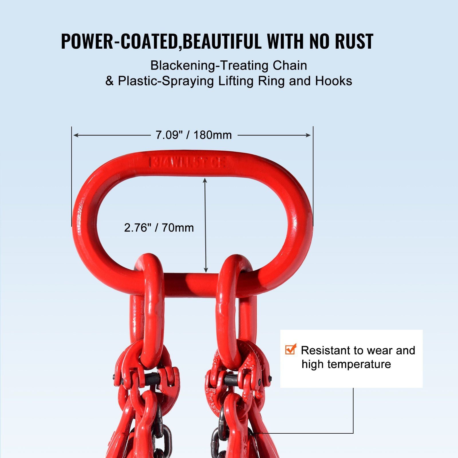 Chain Sling, 8 mm x 300 cm Lifting Chains with Hooks, G80 Engine Chain Hoist Lifts, 5 Ton Lifting Sling Chains for Engine Hoist, Engine Lift Chain with 4 Leg Grab Hooks & Adjusters Heavy Duty
