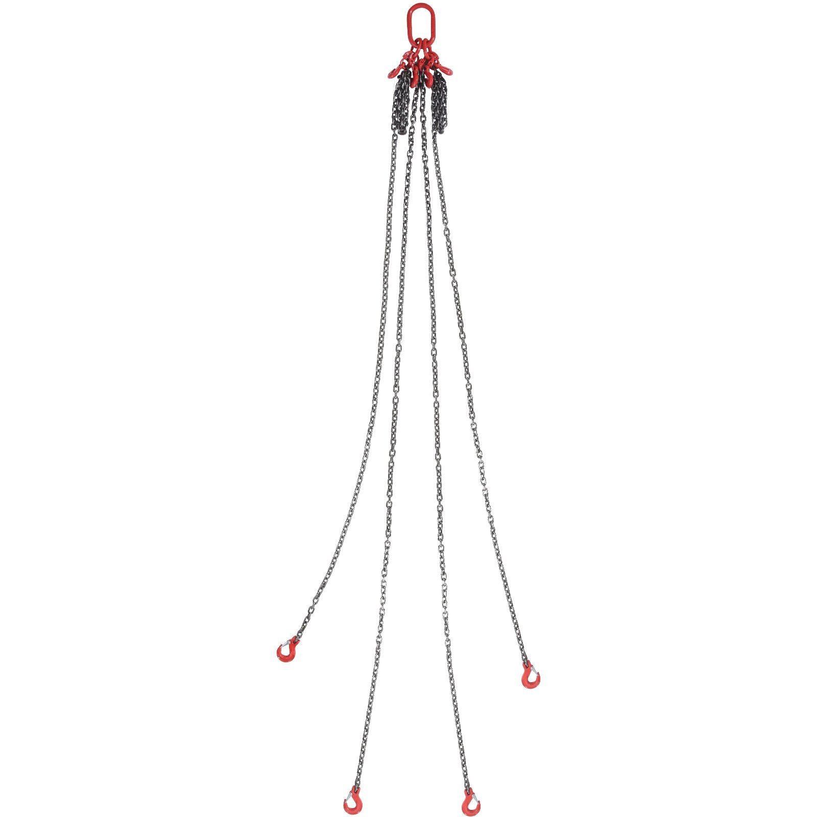 Chain Sling, 8 mm x 300 cm Lifting Chains with Hooks, G80 Engine Chain Hoist Lifts, 5 Ton Lifting Sling Chains for Engine Hoist, Engine Lift Chain with 4 Leg Grab Hooks & Adjusters Heavy Duty