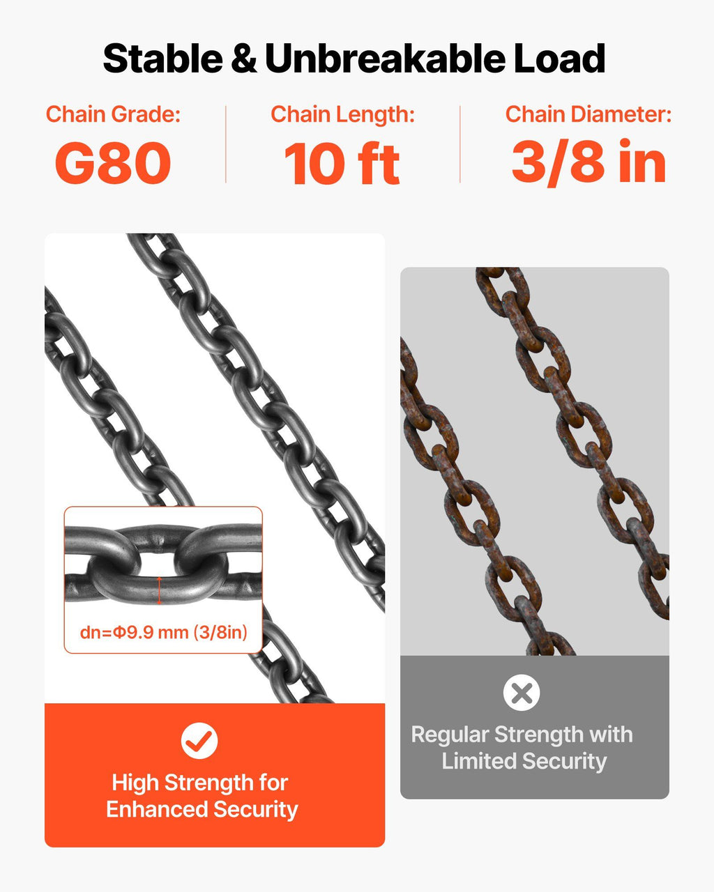 Chain Sling, 10mm x 3 m Lifting Chains with 4 Leg Grab Hooks, Heavy Duty G80 Alloy Steel Lifting Sling, 10.4 Ton Capacity, Adjustable Engine Chain Hoist Lifts for Cargo Security Towing