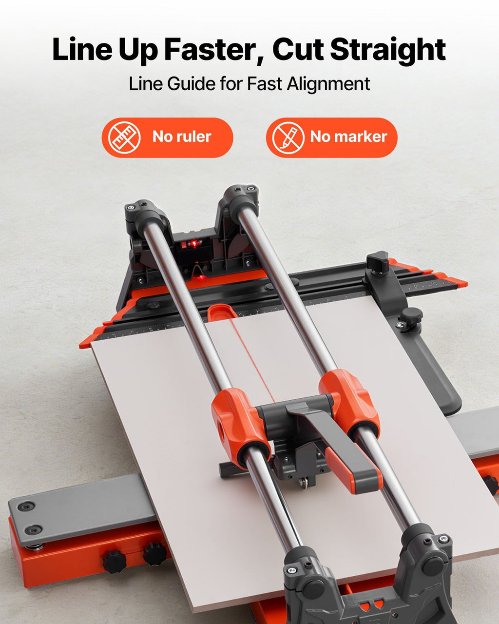 600 mm Manual Tile Cutter, Upgraded Sliding Head Cutting Tool with Spring-Loaded Base, Angle Fence, Tungsten Carbide Cutting Wheel, Alignment Guide, for DIY Pros, Ceramic, Floor & Wall Tiles