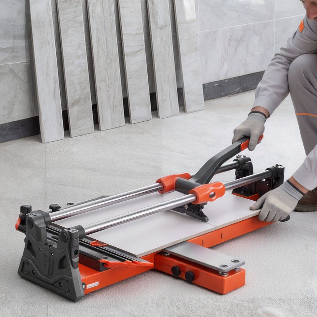600 mm Manual Tile Cutter, Upgraded Sliding Head Cutting Tool with Spring-Loaded Base, Angle Fence, Tungsten Carbide Cutting Wheel, Alignment Guide, for DIY Pros, Ceramic, Floor & Wall Tiles