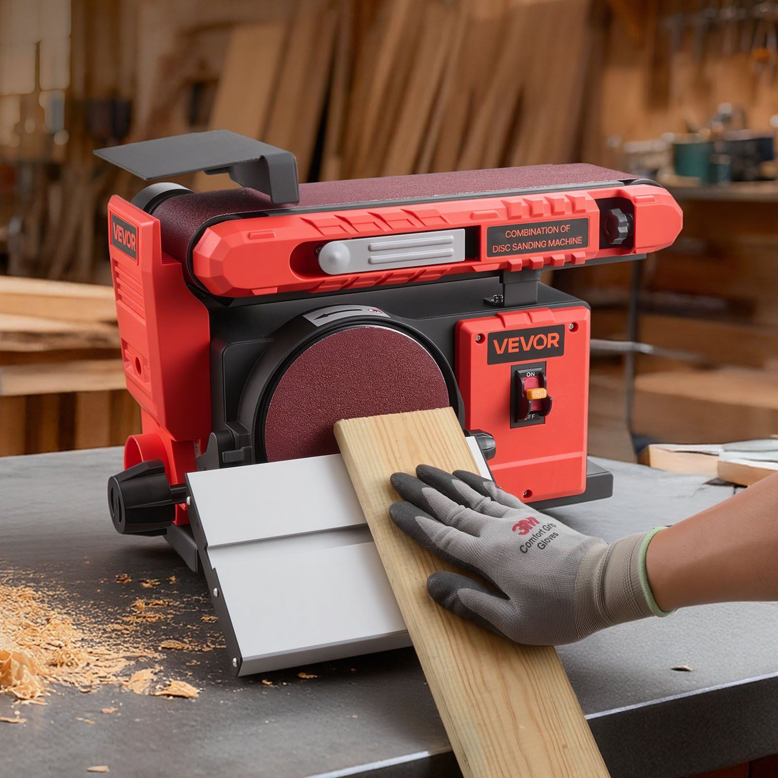 152.4mm Disc Sander & 101.6mm x 914.4mm Belt Sander, 400W Professional Belt Disc Sanders Combo with 0 - 45° Adjustable Worktable, Dust Collection Port for Woodworking & DIY Crafting