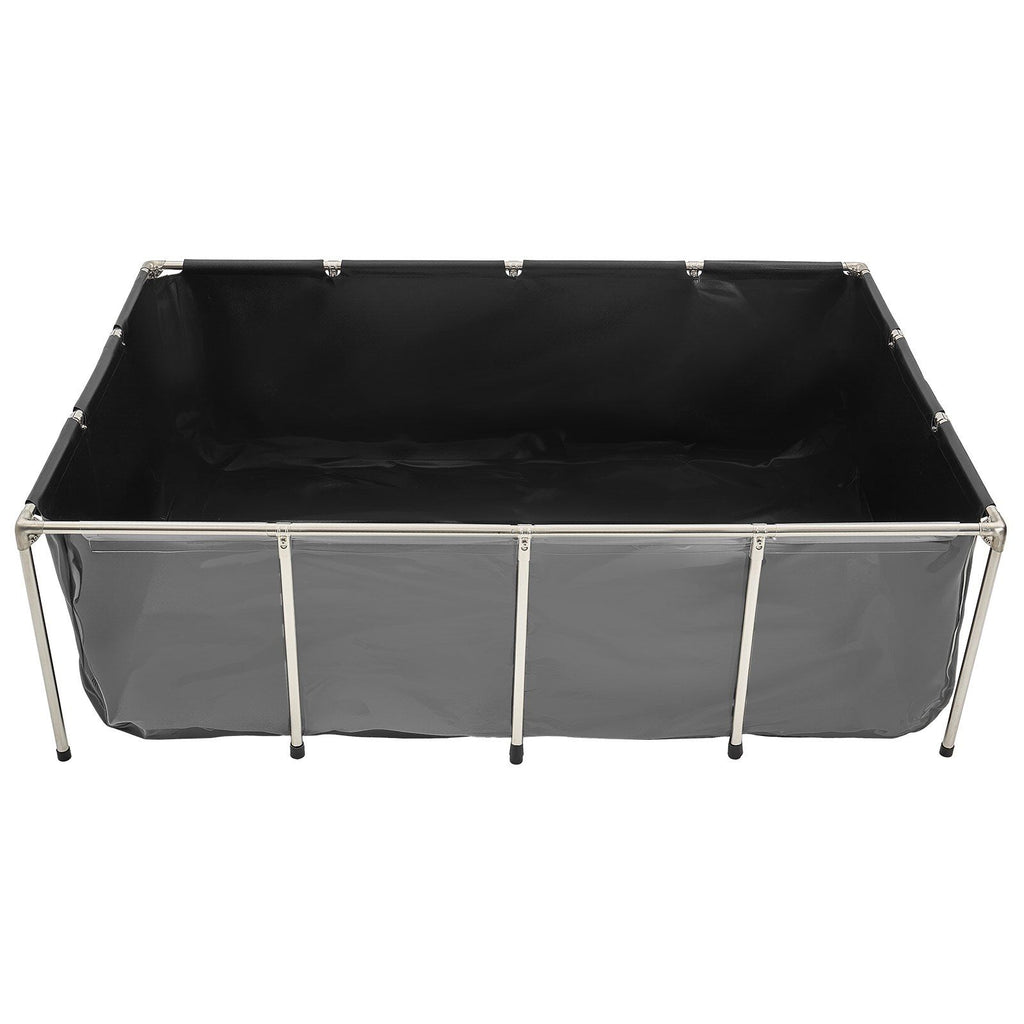 Canvas Fish Pond, 1781.3L Above Ground Fish Pond, PVC Koi Tank with Clear Viewing Panel, Rectangular Goldfish Tank with Stainless Steel Frame & Drain Valve, for Breeding Koi, Irrigation(Black)