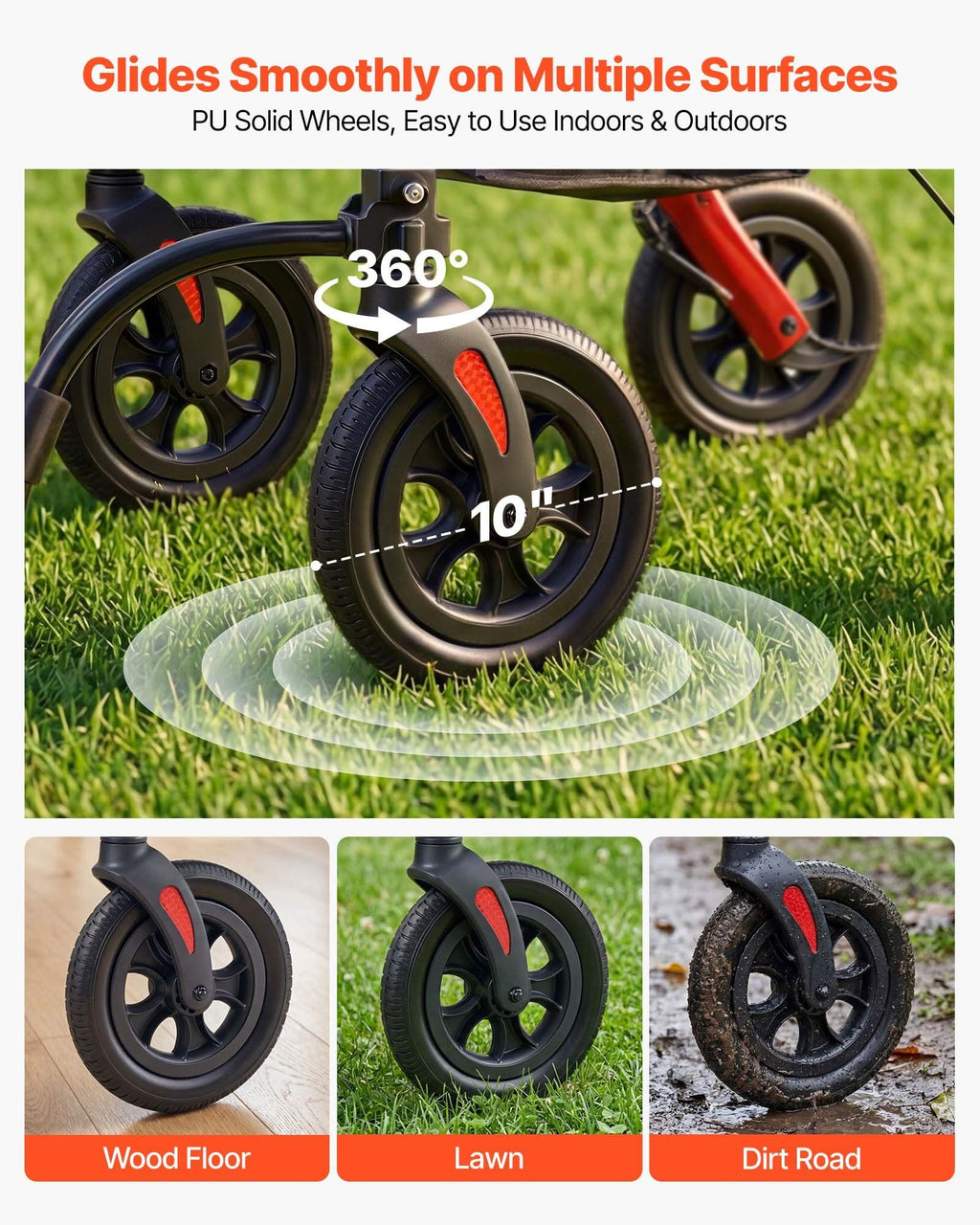2-in-1 Rollator Walker & Transport Chair for Seniors, Foldable Rolling Walker Wheelchair, Lightweight Aluminum Mobility Walking Aid with Solid PU Wheels, Cup & Cane Holder - Supports 136kg
