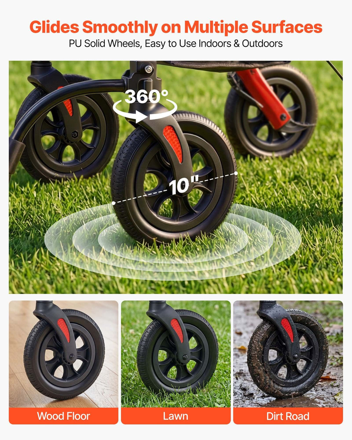 2-in-1 Rollator Walker & Transport Chair for Seniors, Foldable Rolling Walker Wheelchair, Lightweight Aluminum Mobility Walking Aid with Solid PU Wheels, Cup & Cane Holder - Supports 136kg