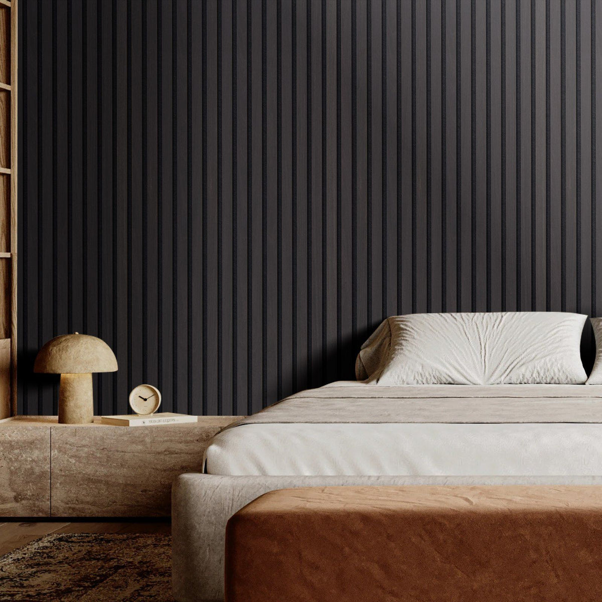 Wood Slat Acoustic Panels, 7.9 x 94.5 inch, MDF Accent Wooden Wall Panels for Modern Interior Wall Decor, Faux Wood Wall Board Panels for Noise Reduction, Black Oak