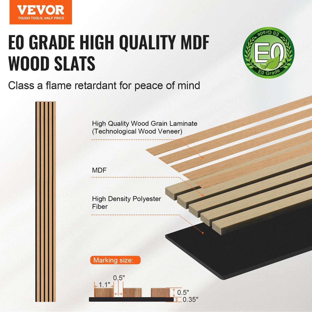Wood Slat Acoustic Panels, 7.9 x 94.5 inch, MDF Accent Wooden Wall Panels for Modern Interior Wall Decor, Faux Wood Wall Board Panels for Noise Reduction, Light Oak